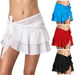 Sehen Durch Bikini Cover Up Kurze Frauen Strand Röcke Bademode Pareo Wrap Sarong Rock Badeanzug Bademode