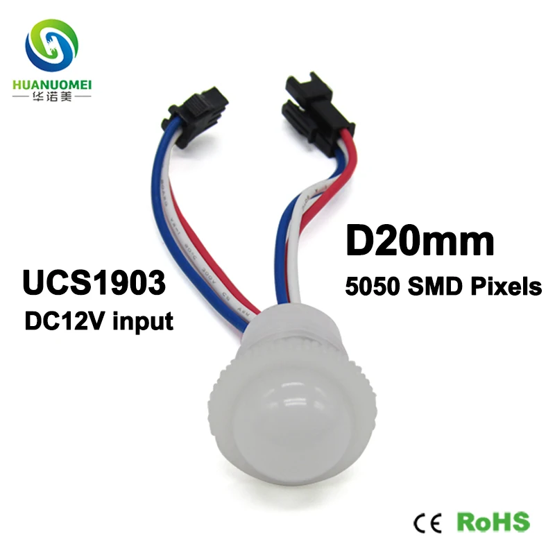 DC12V 20mm UCS1903 Adressable LED Pixel Module Light 5050 SMD RGB Digital Lightbox TV Bulb Waterproof Amusement Park Ride Lamp