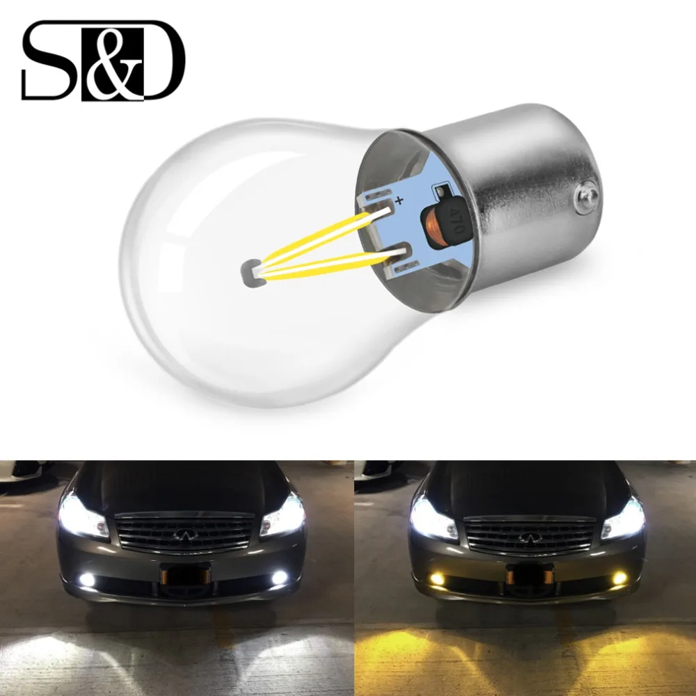 1156 BA15S P21W LED COB Filament 1157 BAY15D P21/5W LED Bulbs Car Lights Turn Signal Brake Tail Stop Lamp Auto White Yellow 12V