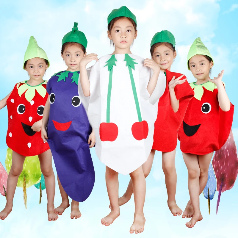 Free shipping fruits and vegetables children clothes cosplay masquerade performances costumes performing props party activities image 2