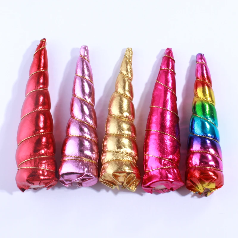 

10PCS 13CM Fashion Metallic Glitter Felt Unicorn Horn For Headbands Unicorn Ears Accessory For Head Wear Kids Birthday