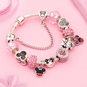 Disney New Design encantador de colas de cristal rosa pulsera de encanto colorido brazalete de bricolaje de bricolaje hecho a mano para mujeres 12 Bracelets Barbie Best Barbie - №12