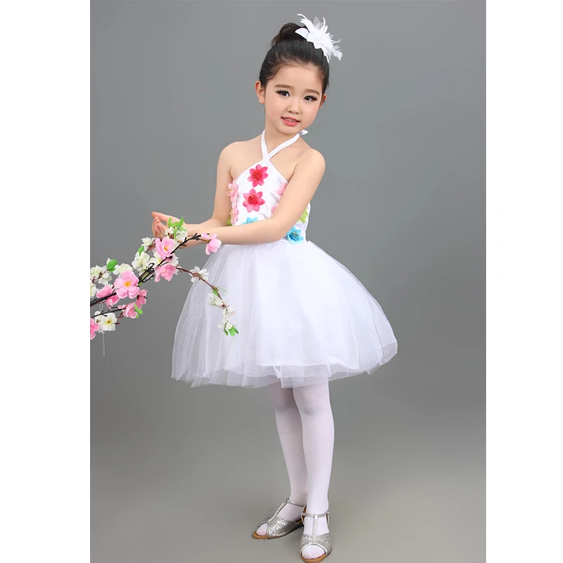 New style children's dance costumes girls princess dress suspenders fluffy skirt children chorus performance clothing