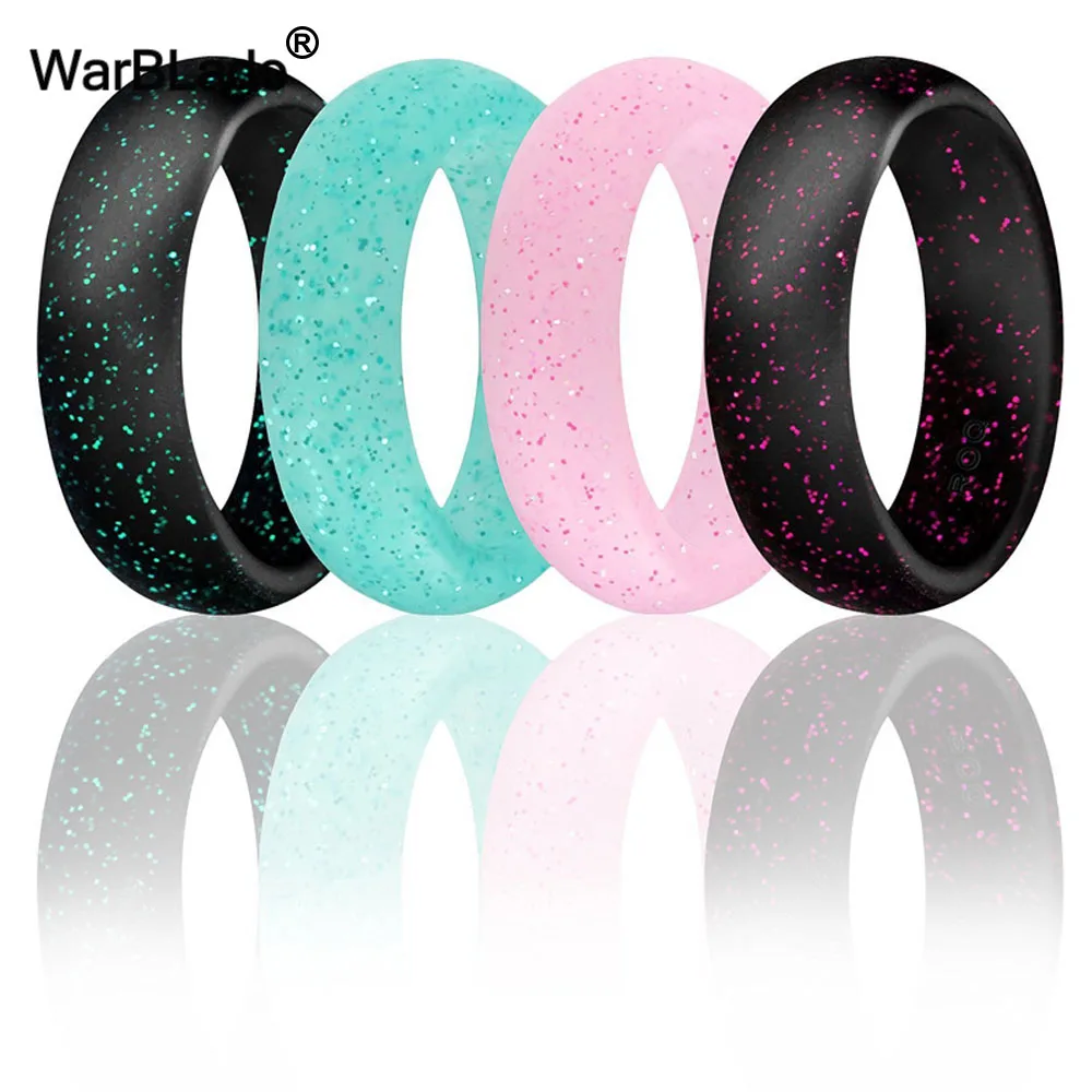 7pcs 5.7mm 4-10 Size Hypoallergenic Crossfit Flexible Glitter Silicone Finger Ring Food Grade FDA Silicone Ring For Men Women