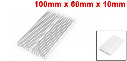 New 1 pcs Silver 100x60x10mm Aluminum Heat Sink Radiator Heatsink for IC LED Electronic Chipset heat dissipation