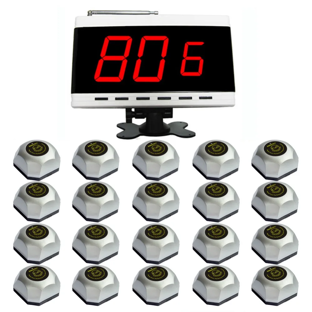 SINGCALL Wireless Waiter Call System for Cinema,Including 20pcs Table Buzzer and 1pc APE9600