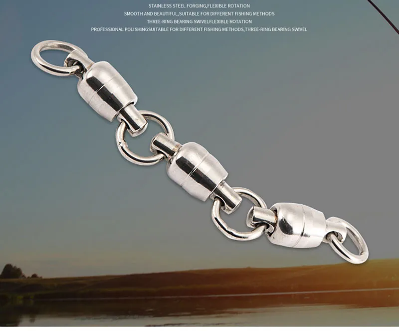 1Pcs/Bag High Speed Strength Fishing Connector Triple Rolling Swivel Connector Fishing Tackle Accessories 6#/7#/8#