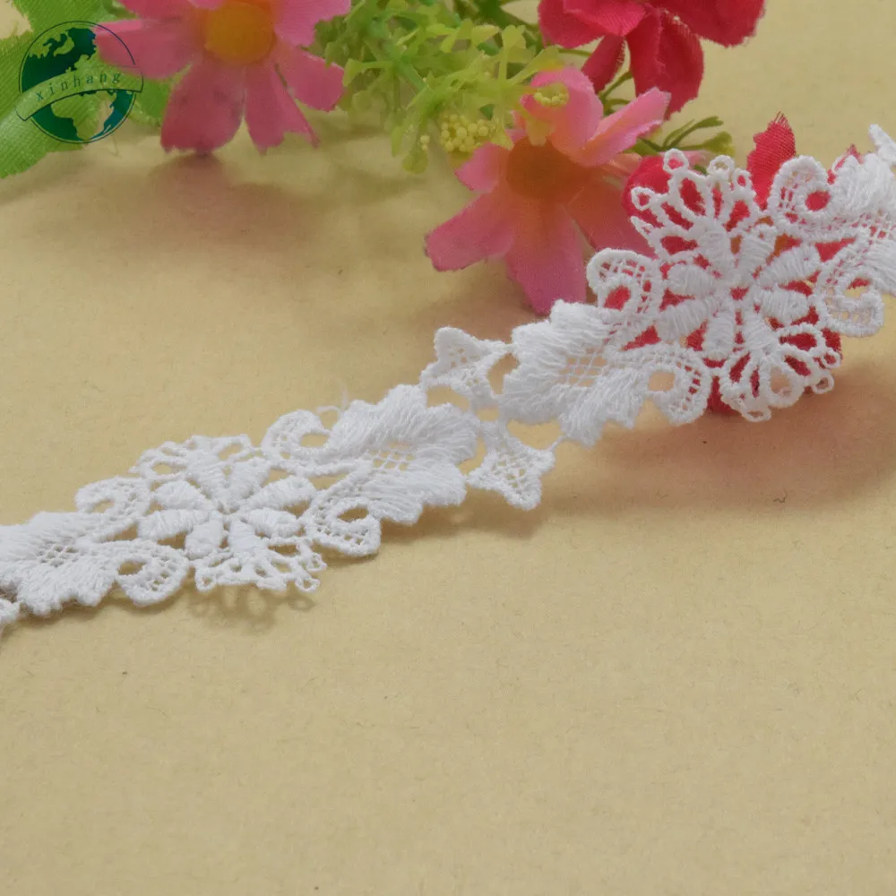 3cm White 100% Cotton Embroidery White French Lace Ribbon Fabric Guipure Diy Trims Warp Knitting Sewing Garment Accessories#3739