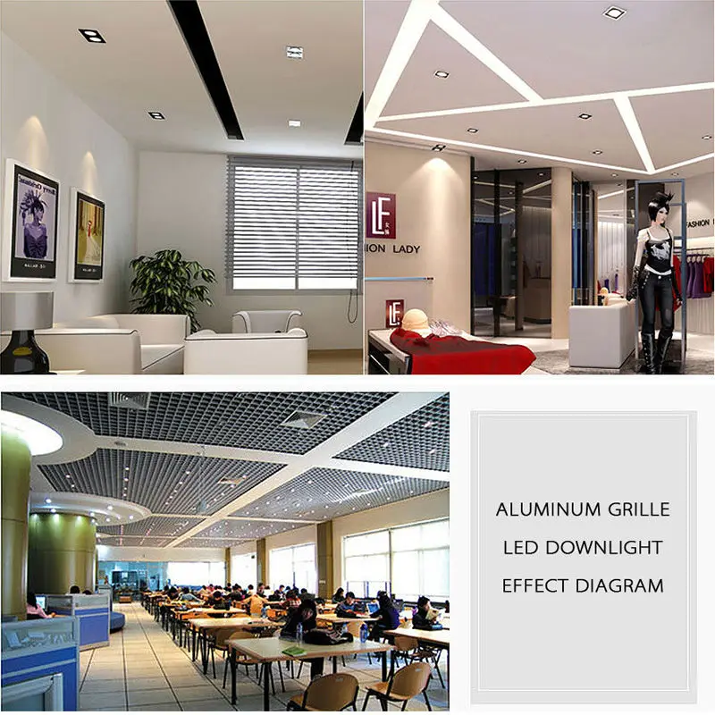 Oprawy LED typu Downlight Square Brush srebrne 3W 6W 9W 12W AC220V 230V Lampa sufitowa LED Down Light do oświetlenia wewnętrznego kuchni/domu/biura