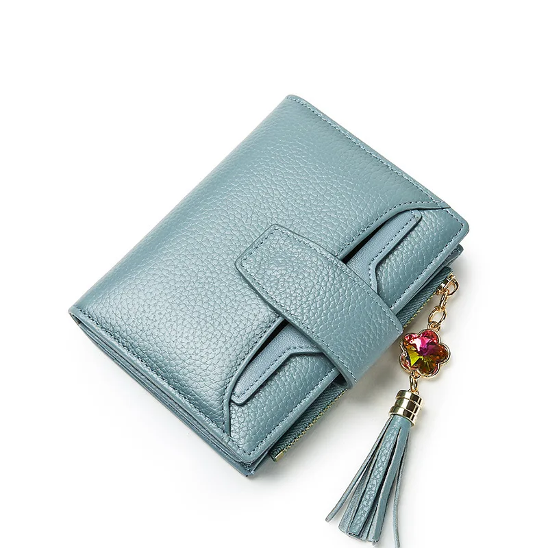 2023 Hot Women Wallet Lady Genuine Leather Faux Jewels Tassel Purse Girls Multifunctional Fashion Hasp Card Package billfold Bag