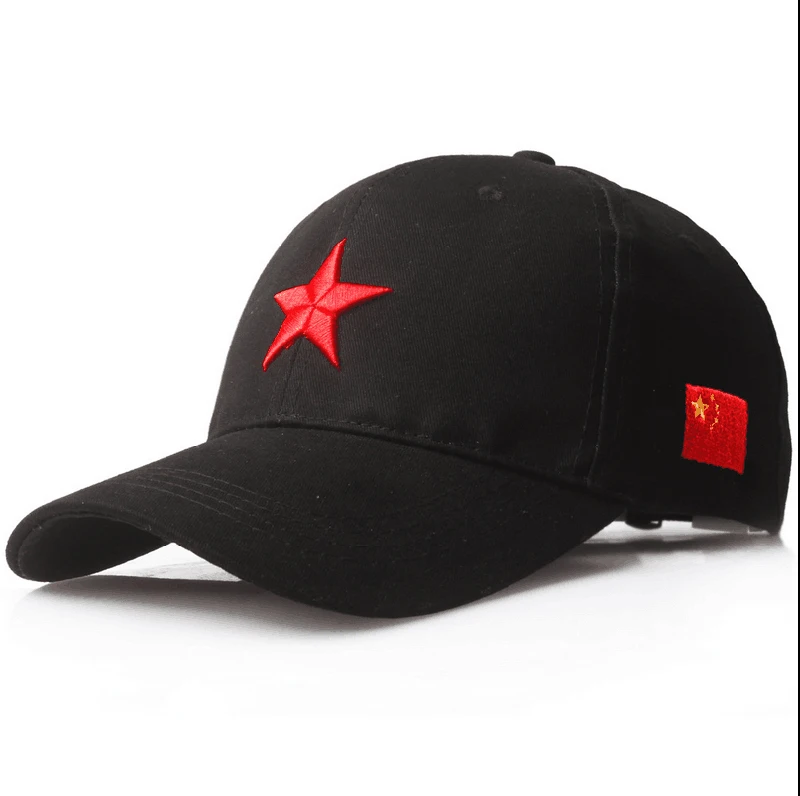 jiangxihuiyian Brands 2018 Hot 100%cotton red star baseball cap pentagram embroidery leisure hat 3color 1pcs brand new arrive