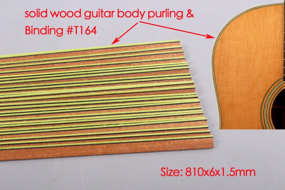 Guitar Strip Wood Purfling Binding Guitar Body Parts Inlay 810x6x1.5 mm 164#  20 pcs