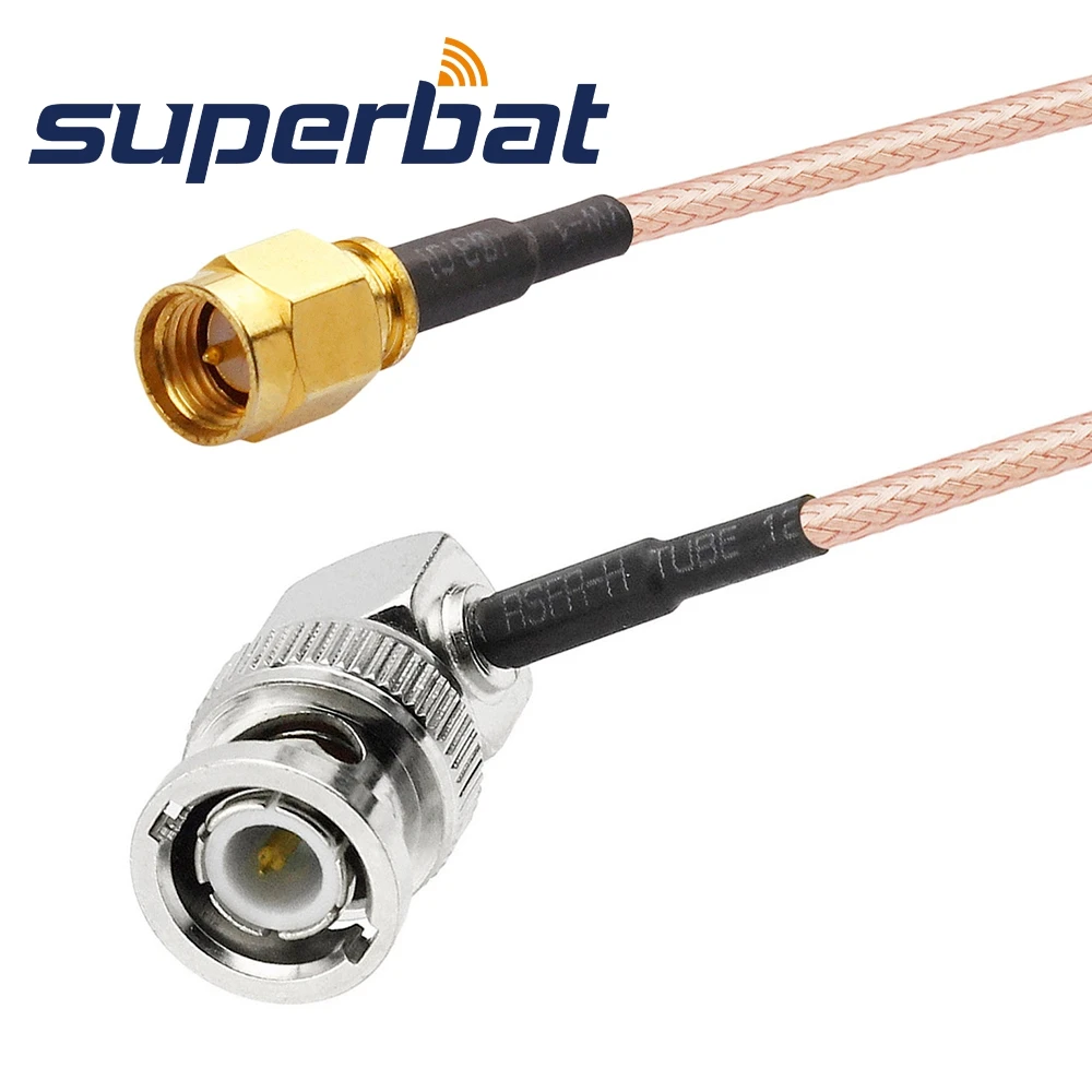 Superbat SMA Plug Straight to BNC Male Right Angle Pigtail Cable RG316 30cm