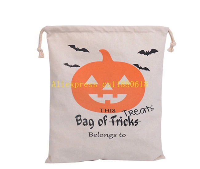 

20pcs/lot Free Shipping 2016 Newest Halloween Gift Bags Hallowmas Canvas Canvas drawstring Bag