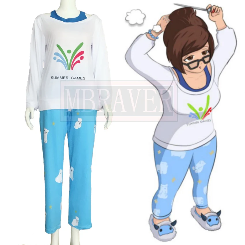 OW Kawaii Mei Summer Games Sweater CG Rise and Shine Cosplay Pajamas Meiling Zhou Costume Mei Polar Bear Pants