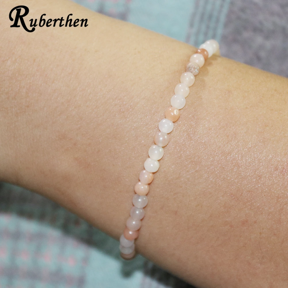 Ruberthen Natural Pink Aventurine Bracelet 4 mm Natural Stone Yoga Bracelet Fashion Mini Gemstone Bracelet Drop Shipping