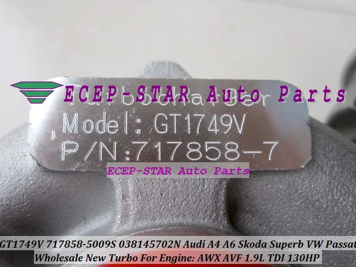 

ww Turbo GT1749V 717858 717858-0001 717858-0002 717858-0003 717858-0004 Для Audi A4 A6 Для VW Passat B6 AWX AVF 1.9L TDI