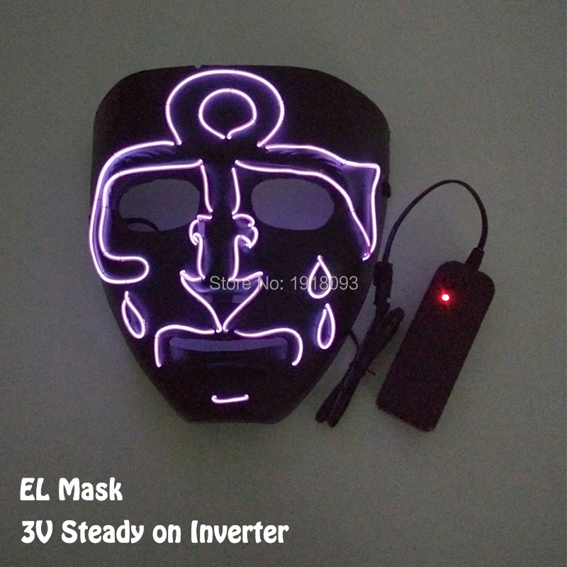 10Colors available EL Wire Blinking Mask Neon Flash Mask Holiday Light up Mask for Halloween Carnival Party Decoration