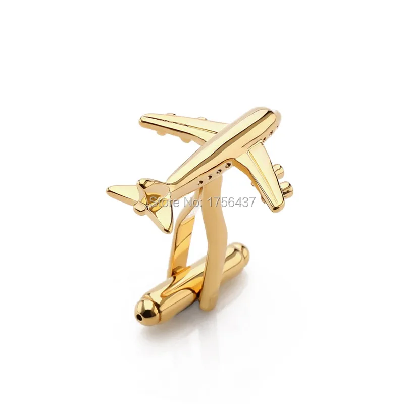 Lepton Brand Plane Cufflinks for mens Gold & Silver Color Fashion Airplan Men Shirt Cuffs Cuff links Formal Business Wedding