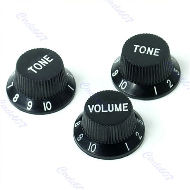 Black Guitars Strat Knob 1-Volume 2-Tone Control Knobs For Fender Stratocaster