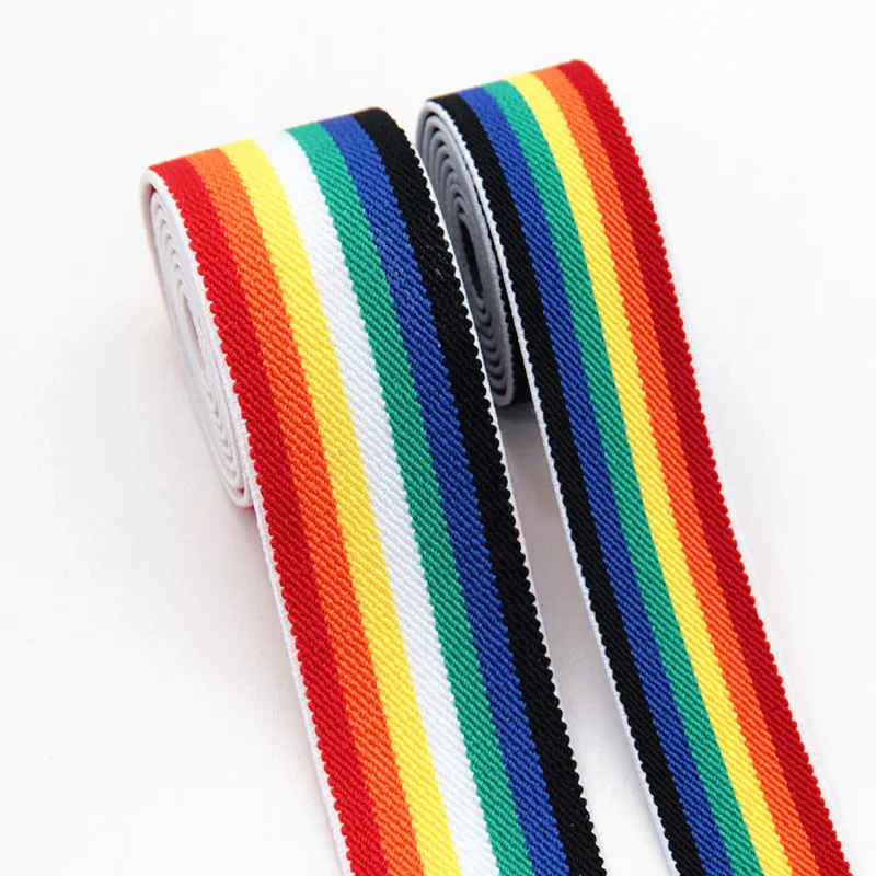 Rainbow Elastic Bands 25mm 40mm Elastic Ribbon 2.5cm 4cm Belt for Garment Trousers Headband Dress Lace DIY Sewing Accessories 1M