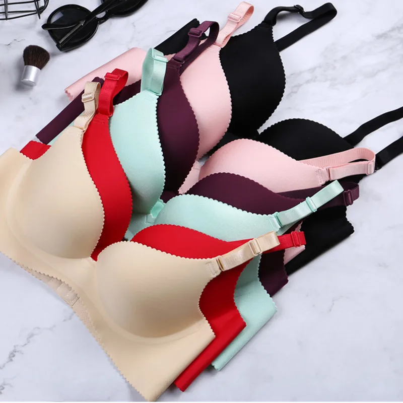 

New Fashion Women 's Bra Deep V Cup Sexy Lingerie Push Up Seamless Bra Wire Free Bralette 6 Colors Female Underwear