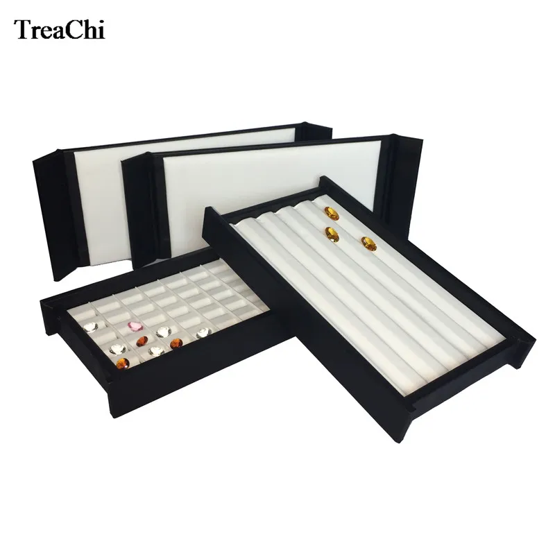 Fashion 50 Grains  Mute Magnet Cover Superior Leather Diamond Display Storage Box Gemstone Jewelry Holder Organizer Travel Tray