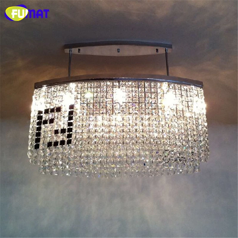 

FUMAT Rectangle K9 Crystal Chandelier Modern Fashion Creative K9 Crystal Light For Living Room Brief Lustre Hotel LED Chandelier