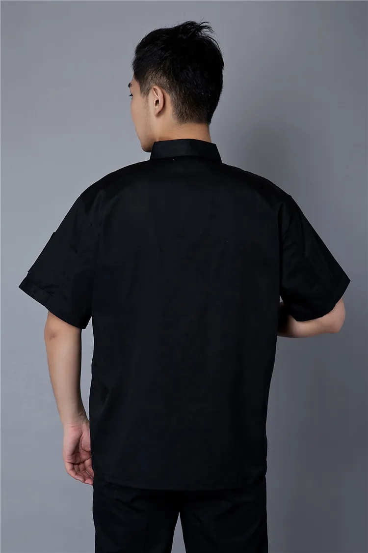 Vêtements de travail pour Chef de service à manches courtes, style chinois, dragon brodé, vêtements de travail pour hôtel, Restaurant, uniforme d'outillage, hauts de cuisine