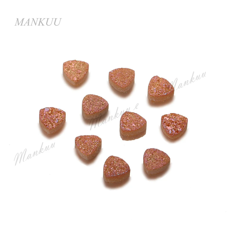 Multi-color Titanium Druzy Quartz Cabochon Stone Beads Triangle Natural Beads For Rings Earrings DIY Jewelry Accessories Gift