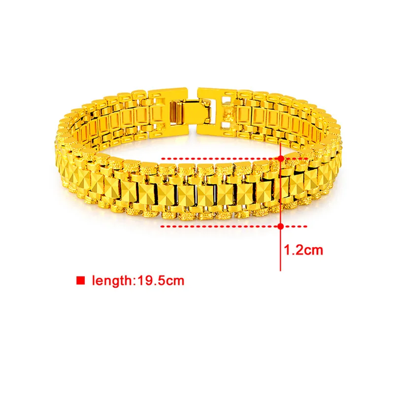 24k Gold GP 6MM /8mm /12mm Watchband Bangle/Bracelet for Men Women Drop Shipping.Wholesale Pure Gold Color Men\'s Jewelry Gift