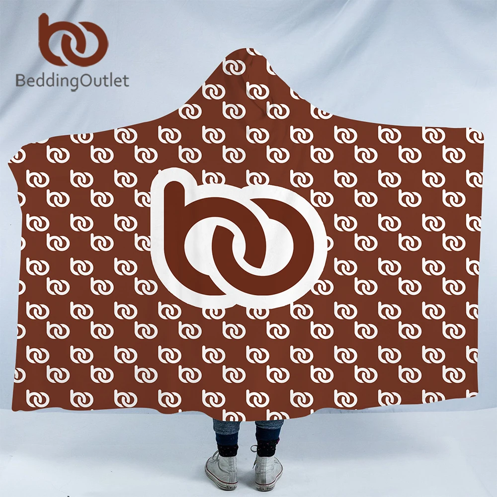 

BeddingOutlet Print on Demand Hooded Blanket for Adult Kid Custom Made Customized DIY Wrap Sherpa Throw Blanket POD Dropship