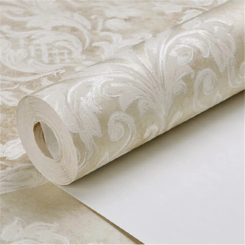 beibehang Non-woven wallpaper for walls 3 d Luxury European Flocking Damask Wall paper roll classic wallcovering papel de parede