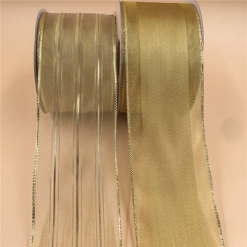 63mm X 25yards Christmas Metallic Ribbons with Wired Edge Wrappings Gift Packaging Accessories Craft