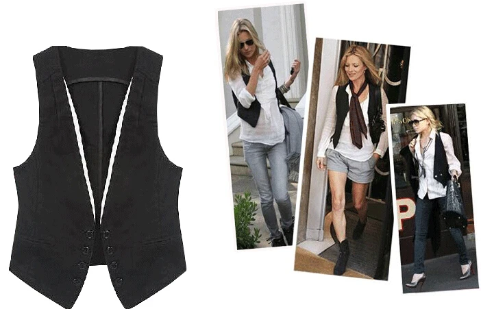 Fashion Brand V Neck Vest Women Coat Tops Quality Cardigans Women Blazer Vests