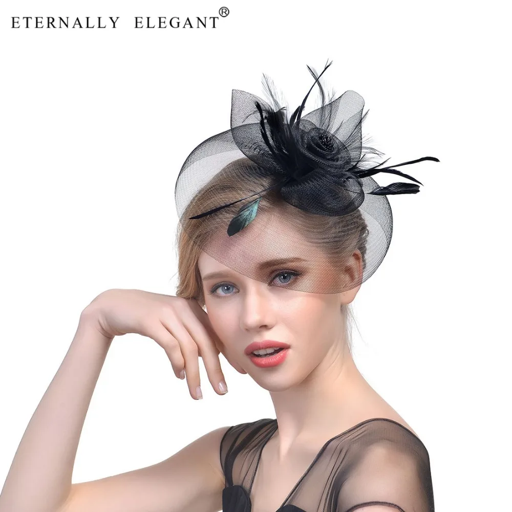 Coiffe en plumes Vintage, couvre-chef de mariée, fleur fascinante, grand Gatsby, chapeaux de fête de mariage, 2407