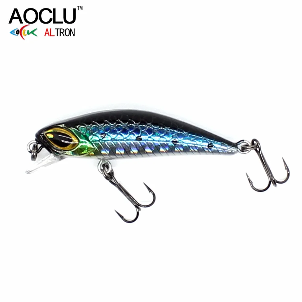 AOCLU-Sinking Minnow Fishing Rattle, Hard Bait Wobbler Lure, Beach, Bass, Jack, Trout, 14 # VMC Hook, Diving, 1.5m, 45mm, 3.0g