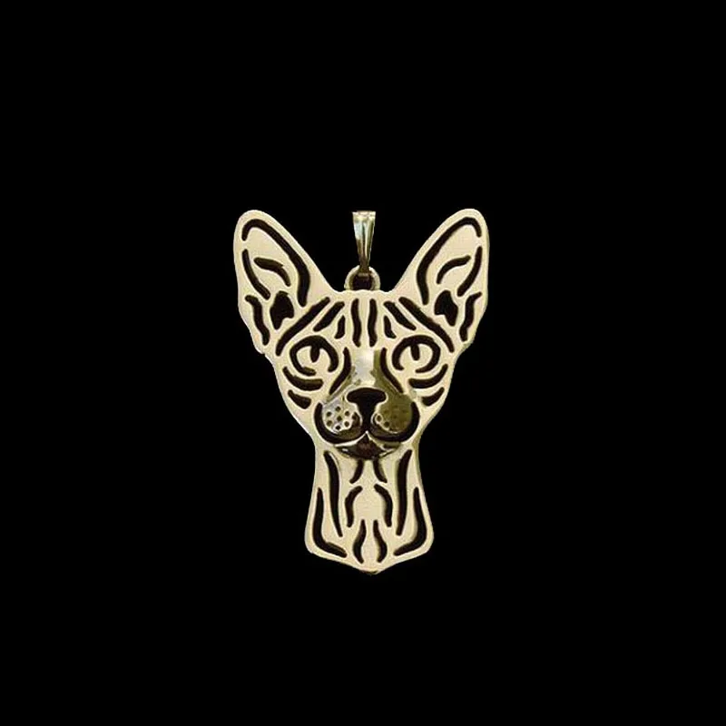 Jewelry Women\'s Sphynx Cat Pendants Silver Plated Metal Pet Pendants