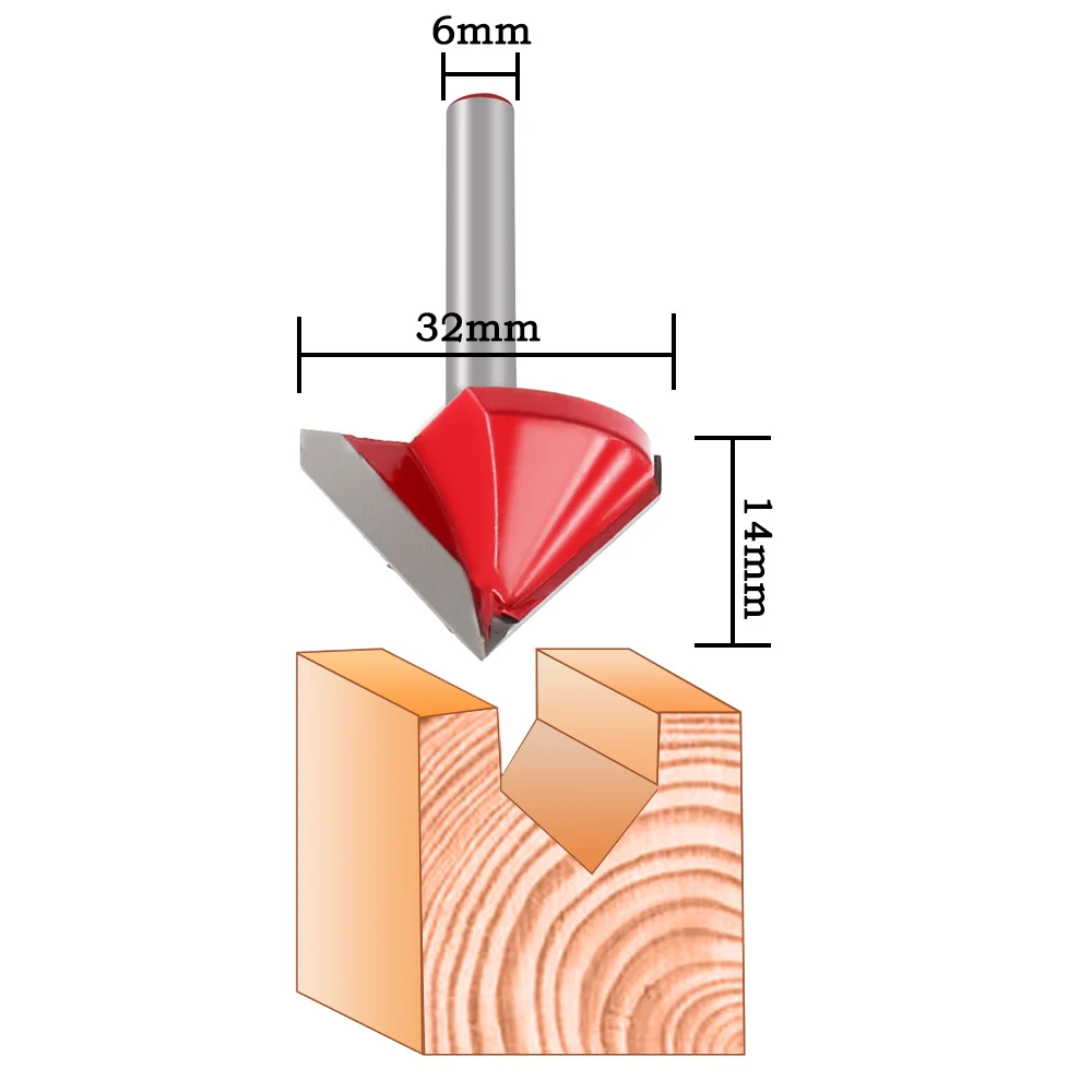 1Pc 90 Degree V Groove Router Bit CNC Milling Cutter Engraving Woodworking Carbide Coated Tipped Double Edge Miter Fold Tool