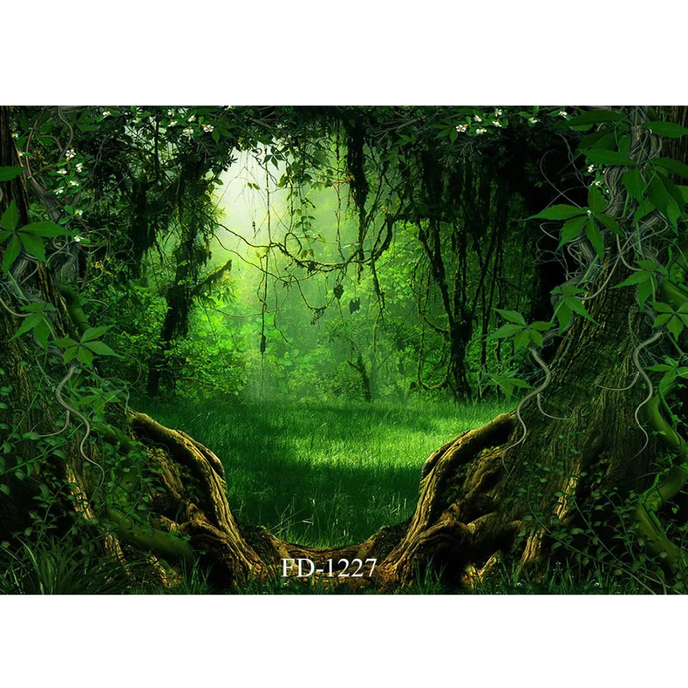 Green Tree Forest Jungle Custom Photography Backdrops Birthday Party Backgrounds for Photo Studio Wedding Child Baby Photocall