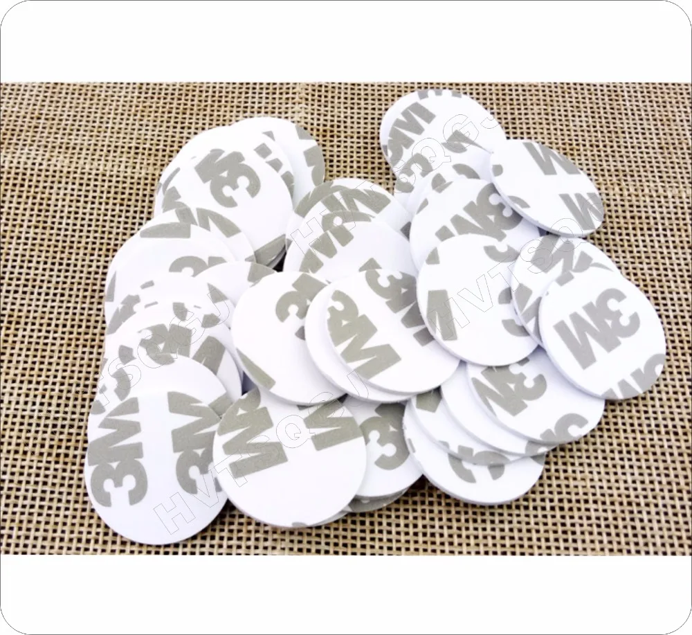 

50pcs 25mm 13.56 Mhz RFID Cards IC 3M Sticker Coin Cards FM1108 Chip Compatible S50 For Access Control