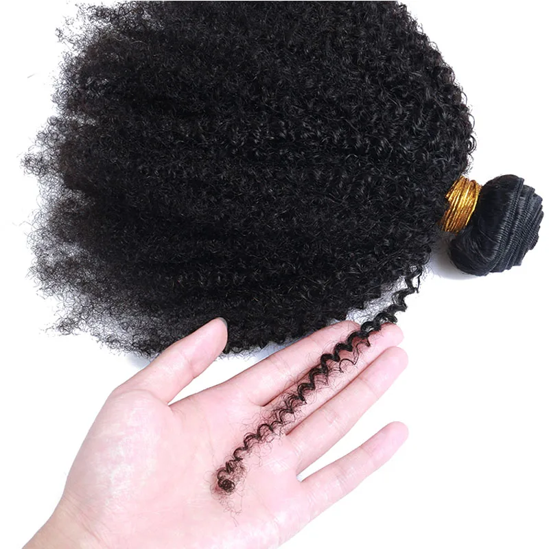 Mongolian Afro Kinky Curly Human Hair Bundles 4B 4C Hair Extensions Virgin Bulk Hair Bundles With Closure Weave Ever Beauty