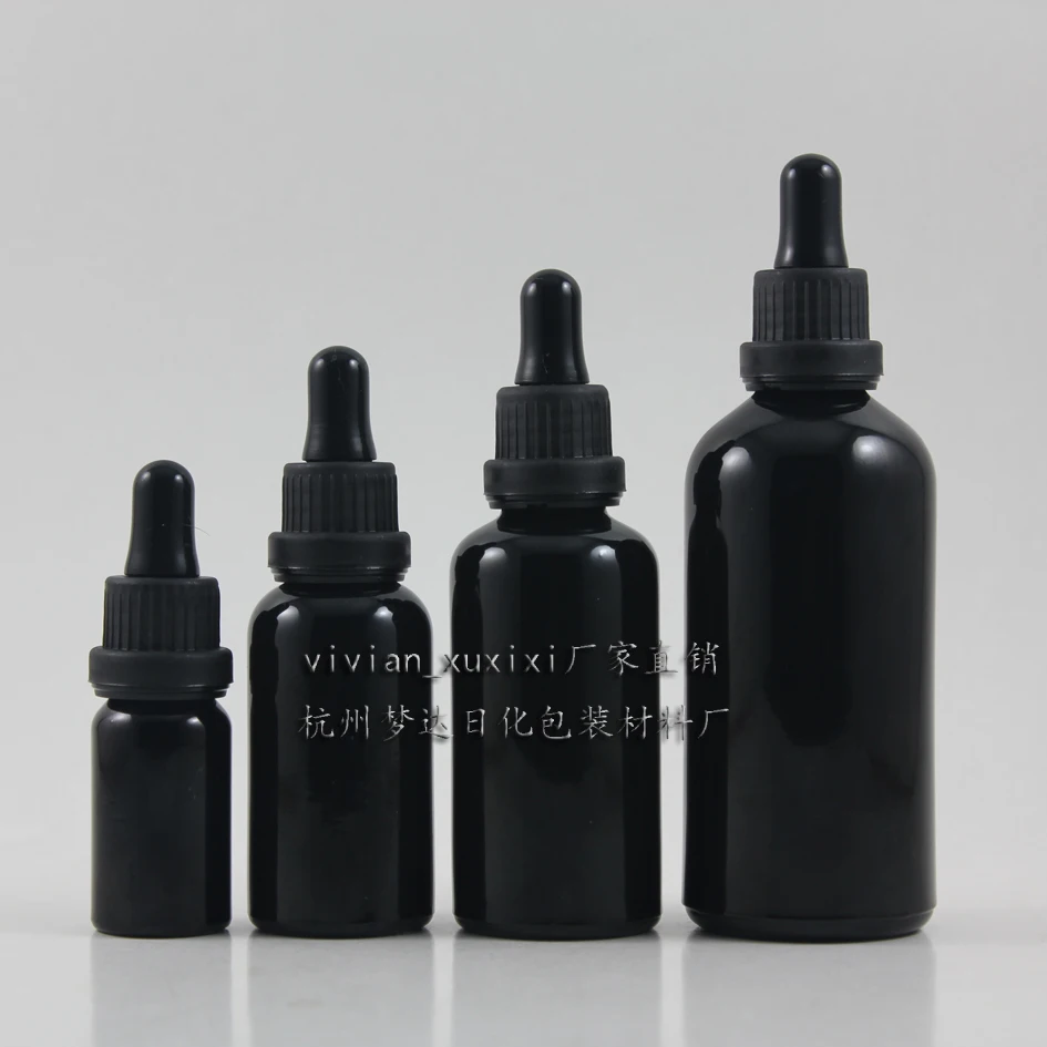 

50ml shiny black dropper glass bottle with black plastic cap,50ml dropper container ,empty essential oils dropper glass bottles