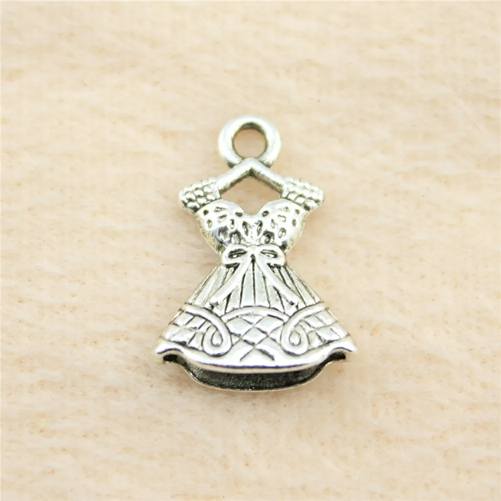 

40pcs/lot 22*15mm ancient silver Evening Dress charm Pendants DIY jewelry for bracelet necklace earring