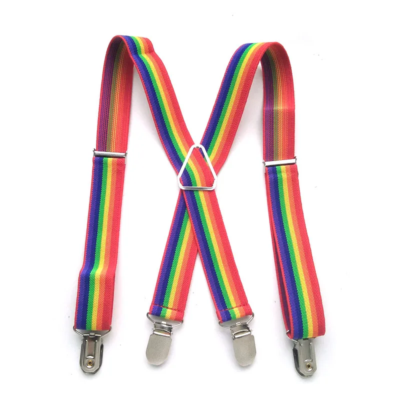 Red Rainbow Suspenders for Men Triangle Cross Adjustable Kids Adult Suspender Keep Trousers Party Wedding good Gift