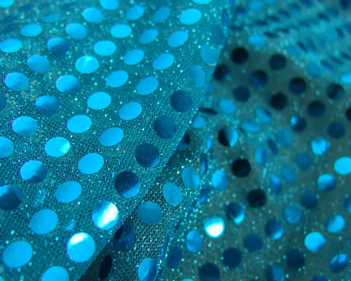 

2 meter 90cm 35.43" width blue sequined mesh fabric dance dress cothing materials MM208