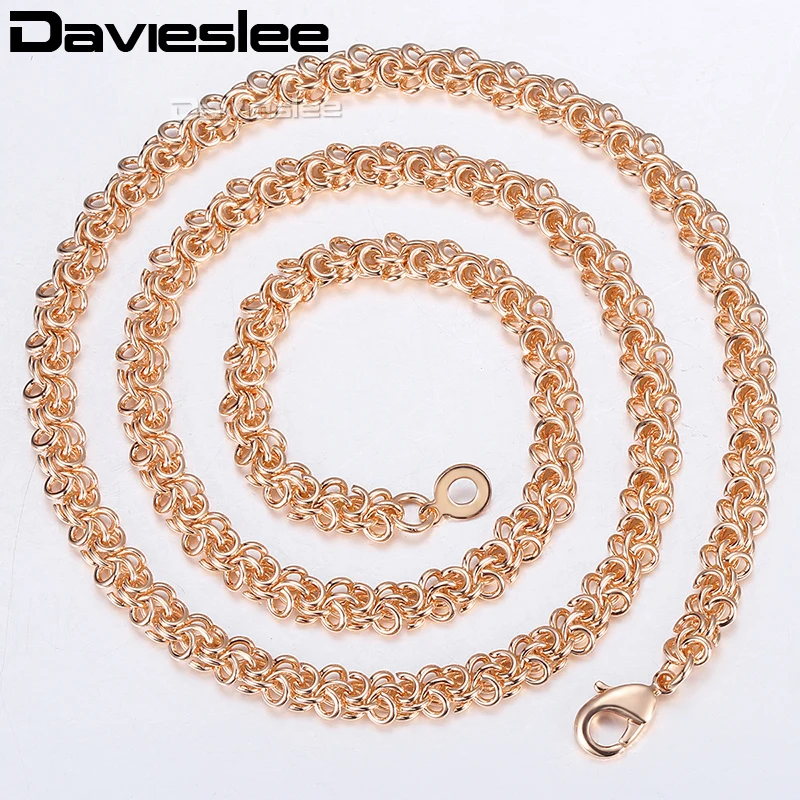 Davieslee Mens Womens Necklace 585 Rose Gold Color Swirl Link Chain Necklaces For Men Woman Jewelry Dropshipping 6mm DCN13