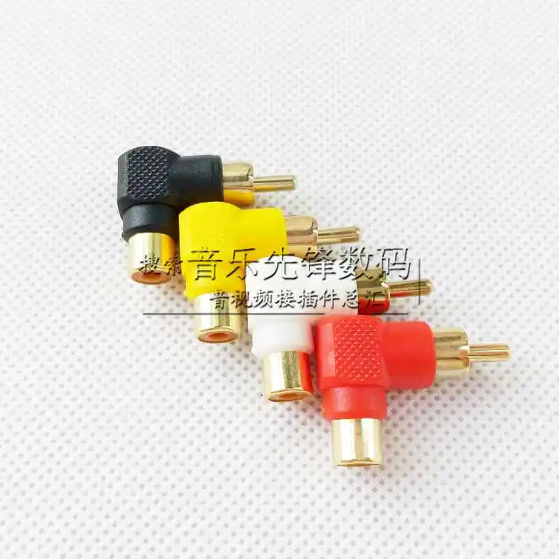 10pcs Gold-plated RCA male to female converter head bent 90 degrees curved lotus male to female adapter convert Lotus head