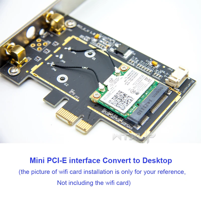 mini PCI-E pcie wifi card to Desktop PCIE PCI-Express Wireless Bluetooth Adapter Converter 2 X antenna for AX3000 7260 3160 HMW