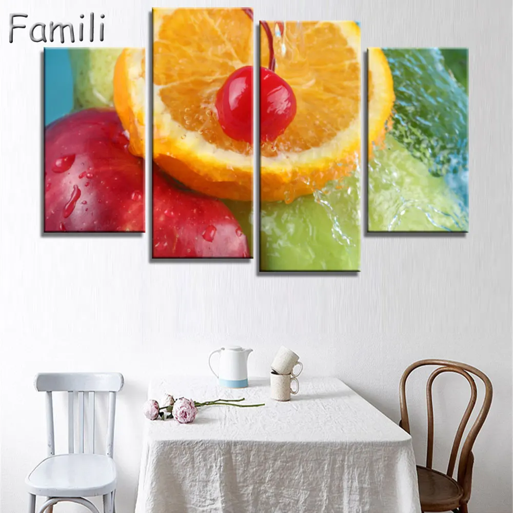 

4pcs Modern Rectangle New Food Vegetables Autumn Season Fruits Thanksgiving Cornucopia Home Decor Canvas Poster Print Painting